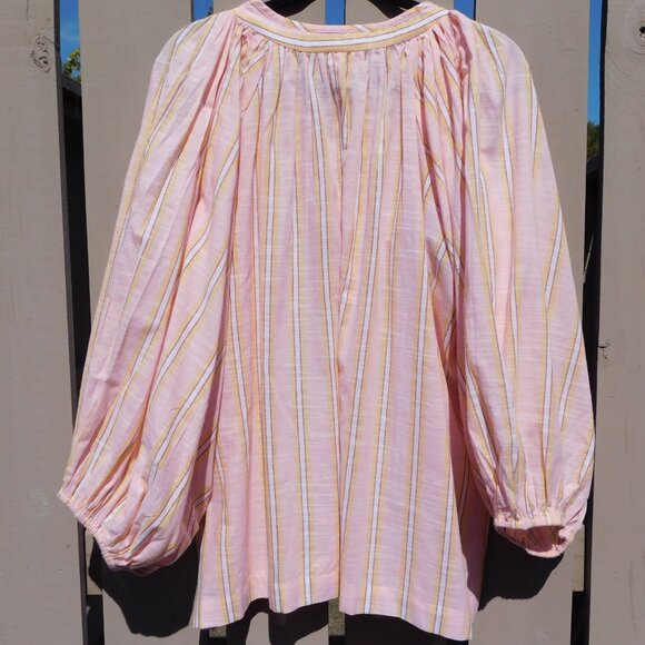 Daughters of India Poet Blouse | Pink Sorbet | Stripes | Boho | VGUC | XL - Picture 5 of 10